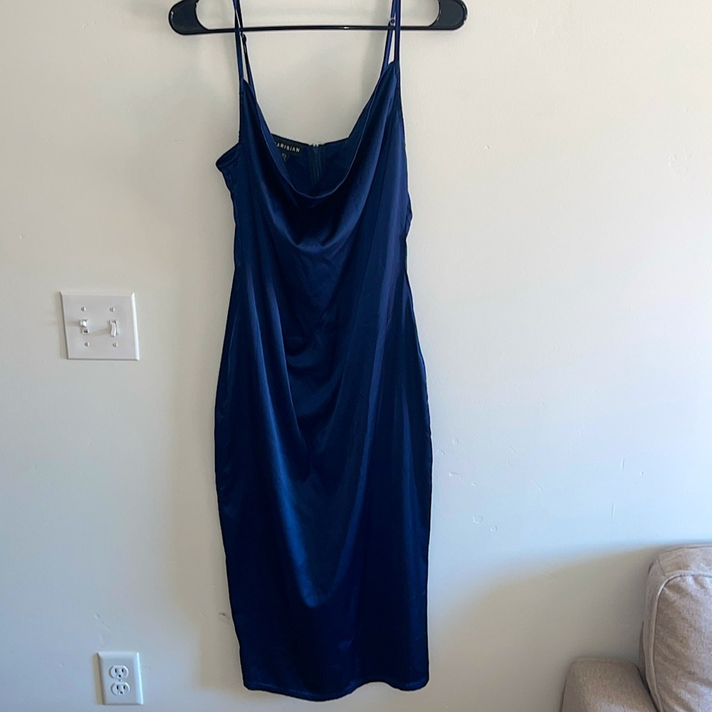 Parisian Dark Blue Silk Dress, Size 10